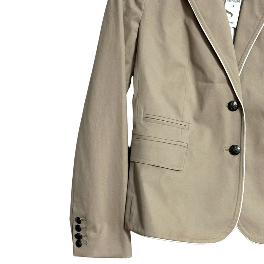 Banana Republic NWT Khaki with White Piping Notch Lapel Blazer Jacket - Picture 5 of 14